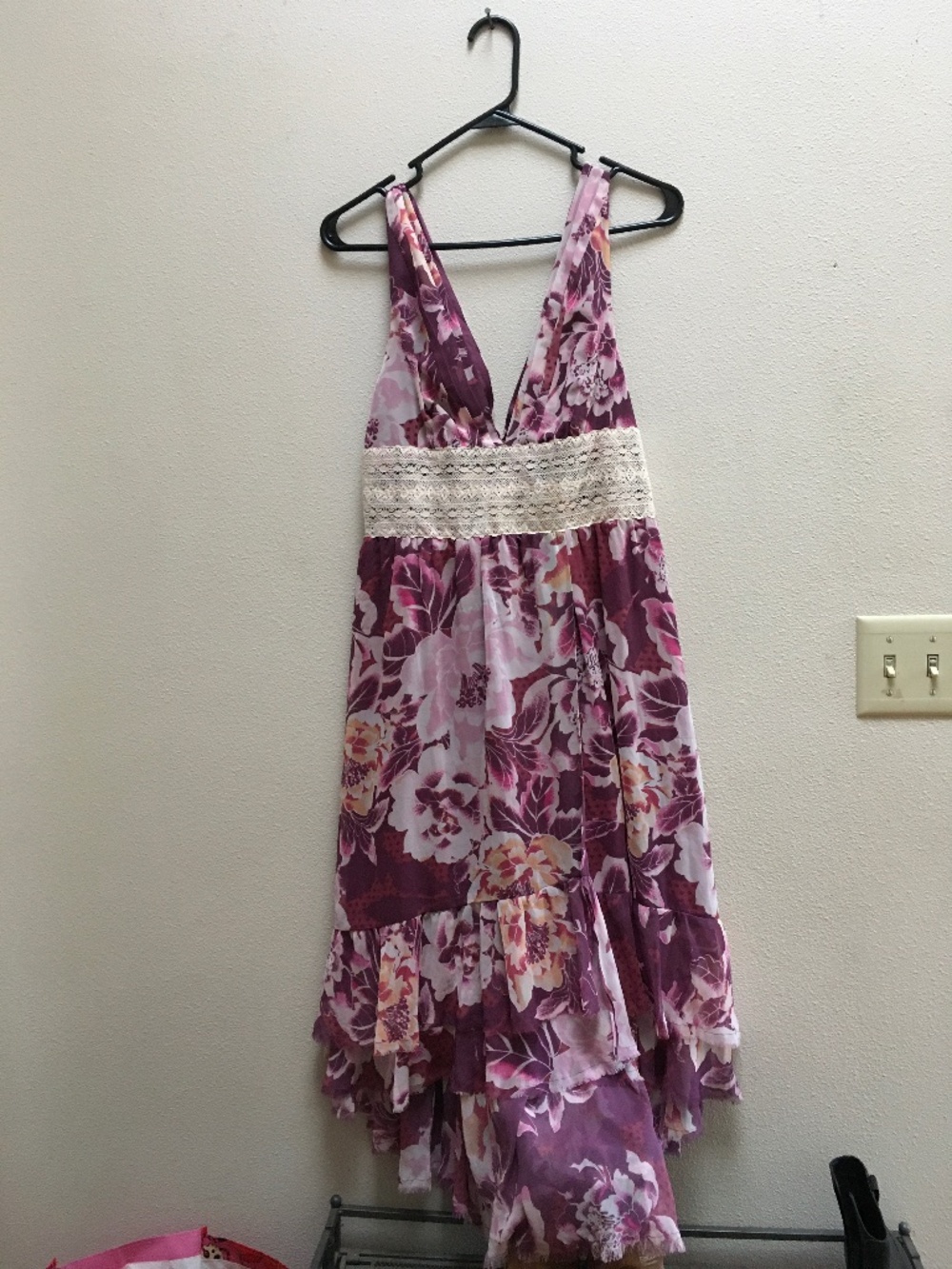 Free People Floral Asymmetrical Dress in Mauve and Pink